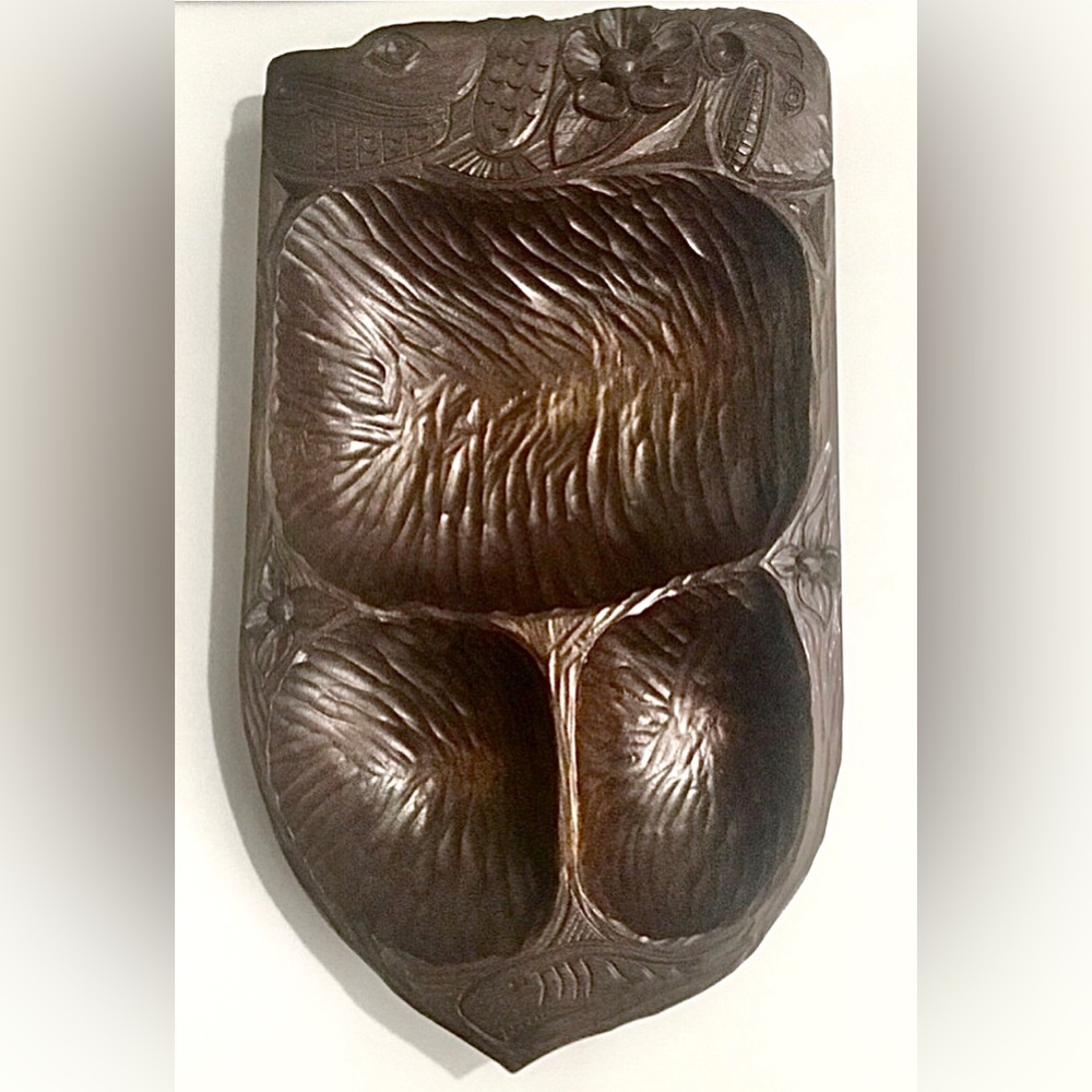 Vintage Unique OOAK Ernie Burnett wood carved bowl platter